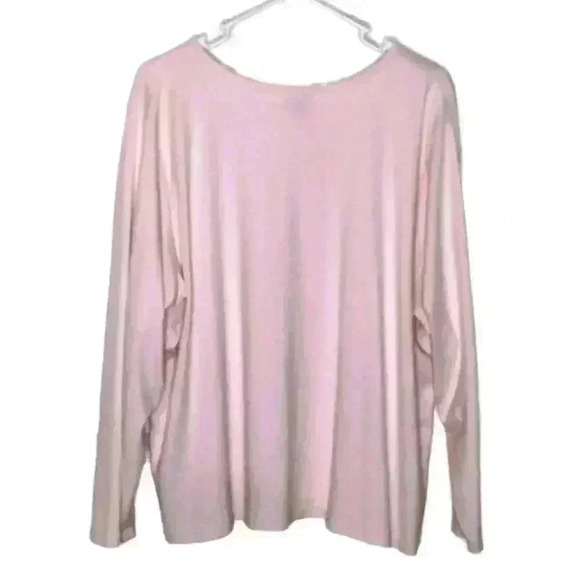 LL Bean womens top 3X Supima Cotton scoop neck long sleeve pink flawed - Picture 2 of 7